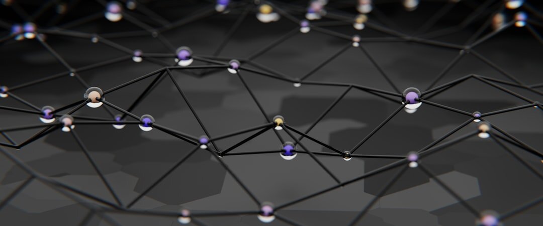 Artificial intelligence neural network visualization with glowing nodes
